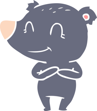 Dost canlısı ayı düz renkli çizgi film bir insan tarafından çizildi