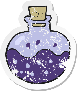 Bir insan tarafından çizilmiş bir bilim iksirin gerilimli yapıştırması.