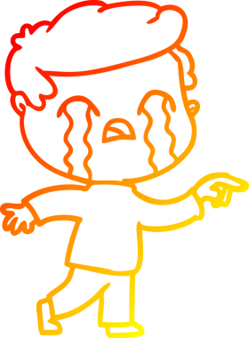 Bir insan tarafından çizilmiş ağlayan bir çizgi film karakteri çizimi.