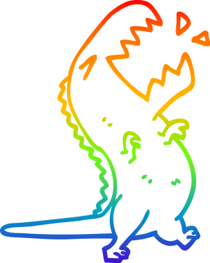 Bir insan tarafından çizilen kükreyen t rex 'in gökkuşağı gradyanı