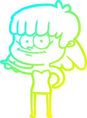 Bir insan tarafından çizilmiş gülümseyen bir karikatür çizimi