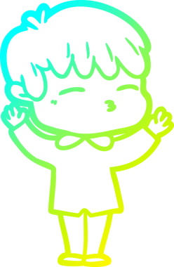 Bir çizgi film karakteri çizen soğuk gradyan bir insan tarafından çizilmiş meraklı çocuk.