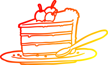 Bir insan tarafından çizilmiş çikolatalı pastanın sıcak çizgi çizimi