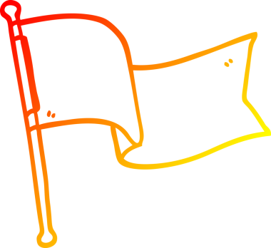 Bir insan tarafından çizilen beyaz bayrağın sıcak çizgi çizimi