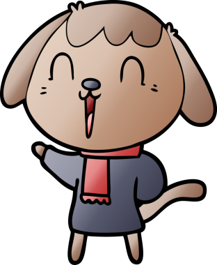 Bir insan tarafından çizilmiş şirin bir çizgi film köpeği.