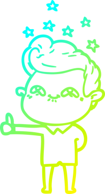 Bir insan tarafından çizilmiş, heyecanlı bir çizgi film çizimi.