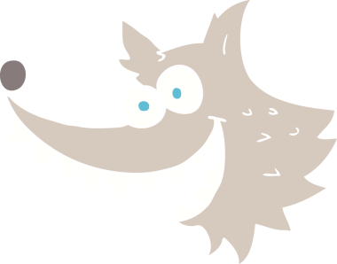 Bir insan tarafından çizilmiş çılgın kurdun düz renk çizimi