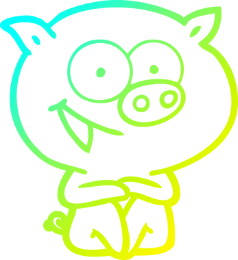 Bir insan tarafından çizilmiş neşeli bir domuz çizgi filminin soğuk gradyanı.