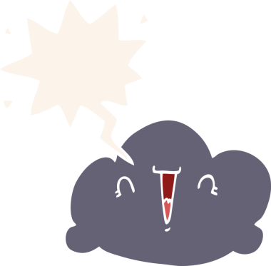 bir insan tarafından çizilmiş retro tarzı konuşma baloncuklu çizgi film bulutu