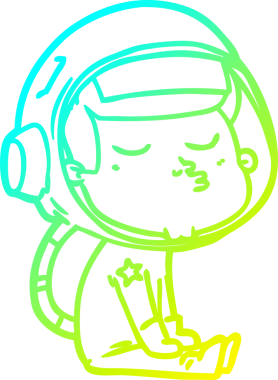 Bir insan tarafından çizilmiş kendinden emin bir astronotun soğuk çizgi çizimi.