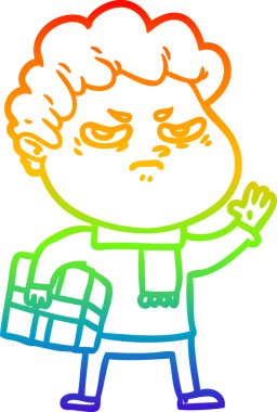 Bir insan tarafından çizilmiş kızgın bir adamın çizdiği gökkuşağı gradyanı çizimi