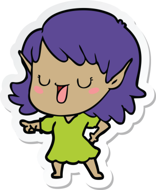 Bir insan tarafından çizilmiş bir elf kızının çıkartması.