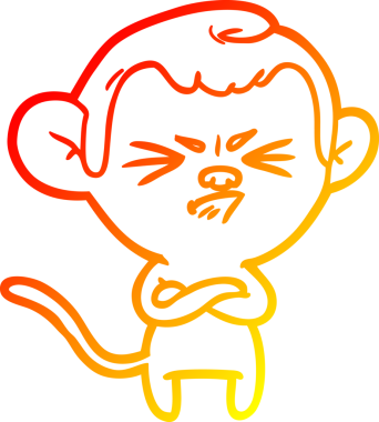 Bir insan tarafından çizilmiş kızgın bir maymunun sıcak çizgi çizimi