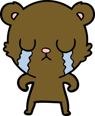 Bir insan tarafından çizilmiş ağlayan çizgi film ayısı.