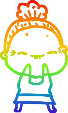 Gökkuşağı gradyan çizimi bir insan tarafından çizilmiş barışçıl yaşlı bir kadının çizimi