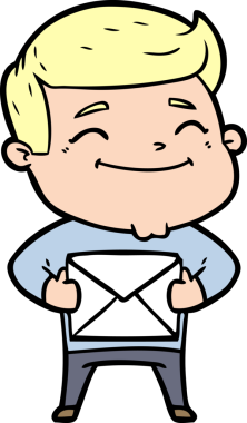 Bir insan tarafından çizilmiş mutlu karikatür adamı.