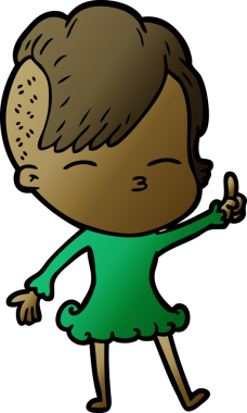 Bir insan tarafından çizilmiş şaşı çizgi film kızı.