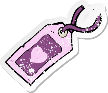 Bir insan tarafından çizilmiş bir aşk kalp etiketinin gerilimli retro yapıştırması