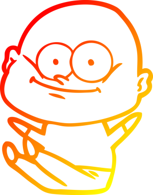 Bir insan tarafından çizilmiş kel bir adamın sıcak çizgi çizimi.