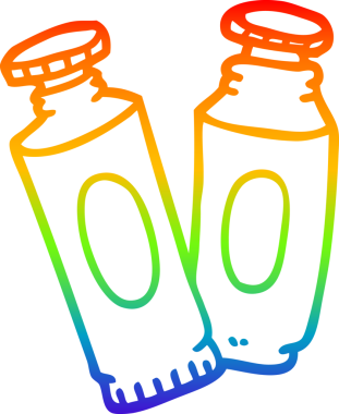 gökkuşağı gradyan çizgi çizimi bir insan tarafından çizilmiş boya tüpleri