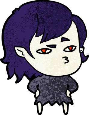 Bir insan tarafından çizilmiş vampir kız çizgi filmi.