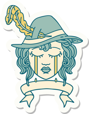 Ağlayan bir insan şairin çıkartması. Bir insan tarafından çizilmiş pankartıyla.