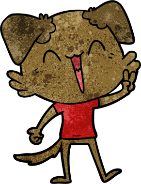 Bir insan tarafından çizilmiş küçük mutlu köpek çizgi filmi.