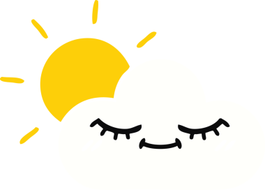 Bir insanın çizdiği gün ışığının ve bulutun düz rengi.