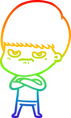 Bir insan tarafından çizilmiş kızgın bir çocuğun çizdiği gökkuşağı gradyanı çizimi