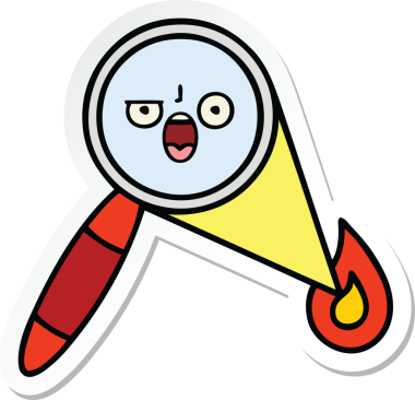 Bir insan tarafından çizilmiş şirin bir çizgi film büyütecinin çıkartması.