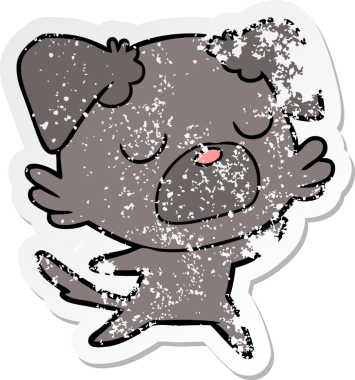 Bir insan tarafından çizilmiş bir karikatür köpeğinin sıkıntılı çıkartması.