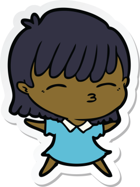 Bir insan tarafından çizilmiş bir karikatür kadının çıkartması.