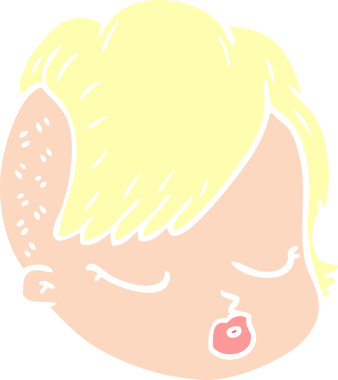 Bir insan tarafından çizilmiş düz renk çizgi film kadın yüzü