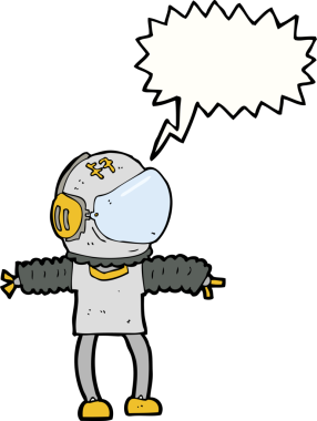 Bir insan tarafından çizilmiş konuşma balonu olan bir astronot.