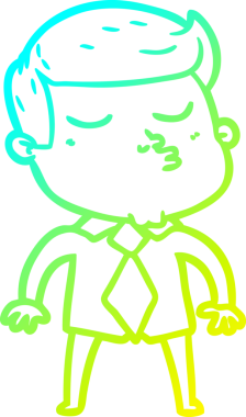 Çizgi film mankeni bir adamın insan tarafından çizilmiş soğuk gradyan çizimi.