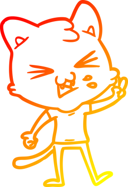 Bir insan tarafından çizilmiş çizgi film kedisinin sıcak çizgi çizimi