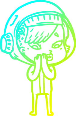 Bir insan tarafından çizilmiş soğuk gradyan çizgili astronot kadın çizimi.