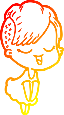 Bir insan tarafından çizilmiş mutlu bir çizgi film kızı çizimi