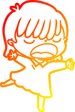 Bir insan tarafından yüksek sesle çizilmiş bir çizgi film kadını çizimi.