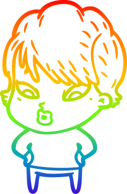 gökkuşağı gradyan çizimi bir insan tarafından çizilmiş bir karikatür kadın