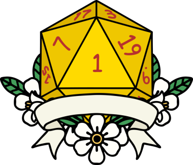 Retro Dövme Biçimi Doğal Bir d20 zar bir insan tarafından çizildi