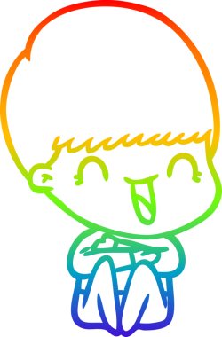 gökkuşağı gradyanı çizimi bir insan tarafından çizilmiş mutlu bir çizgi film çocuğu