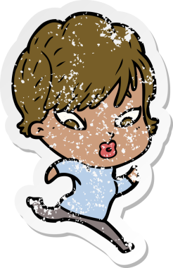 Bir insan tarafından çizilmiş karikatür bir kadının sıkıntılı çıkartması.