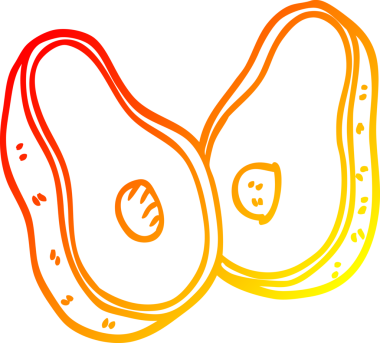 Bir insan tarafından çizilmiş Avokado çizgi filminin sıcak gradyanı