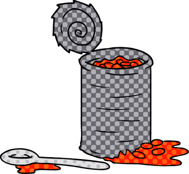 Bir insan tarafından çizilmiş fasulye konservesinin karalaması.