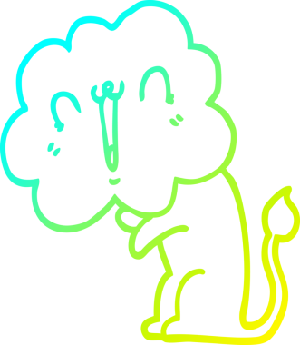 Bir insan tarafından çizilmiş karikatür aslanının soğuk gradyan çizimi