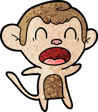 Bir insan tarafından çizilmiş bağıran çizgi maymun.