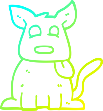 Bir insan tarafından çizilmiş mutlu bir köpeğin soğuk çizgi çizimi.