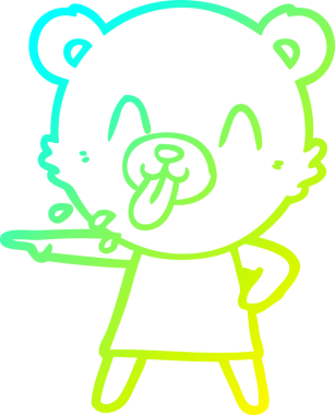 Bir insan tarafından çizilmiş kaba bir çizgi film ayısının soğuk gradyan çizimi