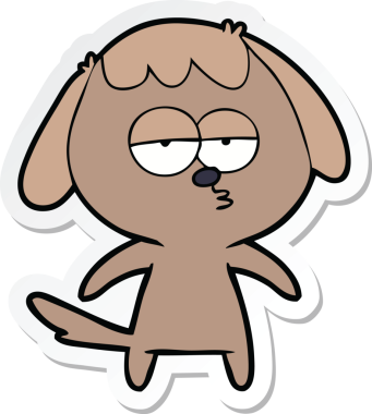 Bir insan tarafından çizilmiş sıkılan bir köpeğin çıkartması.